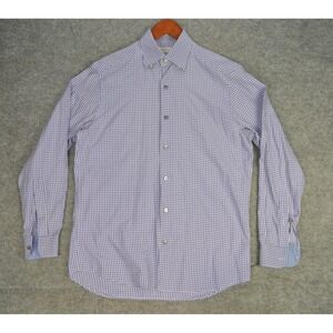 ERMENEGILDO ZEGNA ITALY MENS M LUXURY DRESS SHIRT PURPLE BLUE WHITE CHECK COTTON